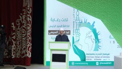 Photo of فضيلة الإمام الأكبر خلال كلمته في مؤتمر جامعة الأزهر عن المناخ