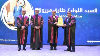 Photo of محافظ الدقهلية ورئيس جامعة المنصوره ومفتي الجمهورية يشهدون مؤتمر عيد العلم السادس عشر لجامعة المنصوره